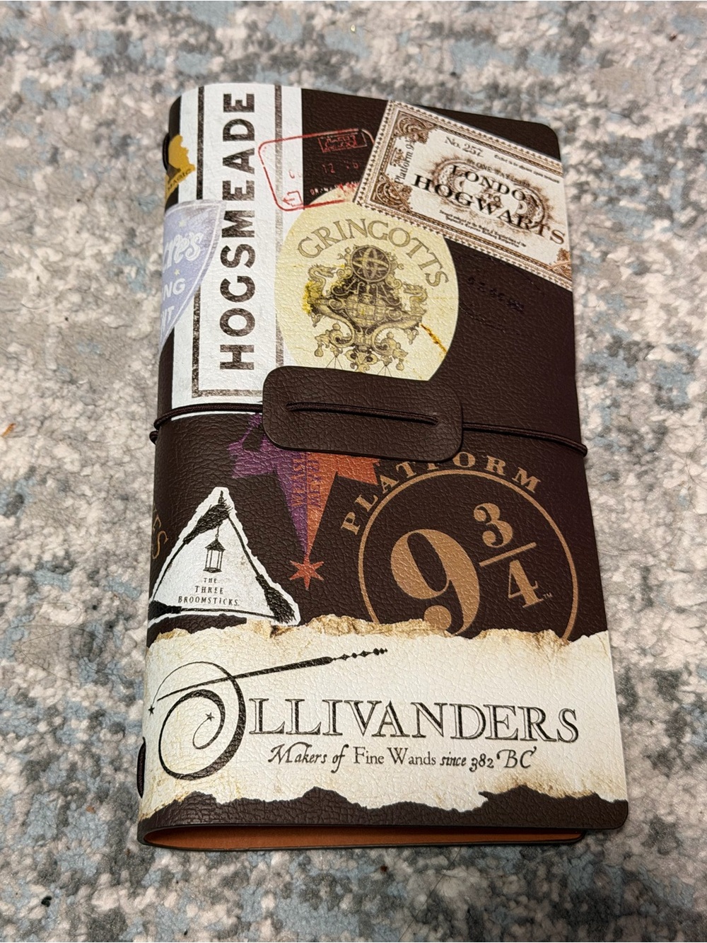 Marauder's Map Style Ollivanders Travel Notebook - Brown & Cream